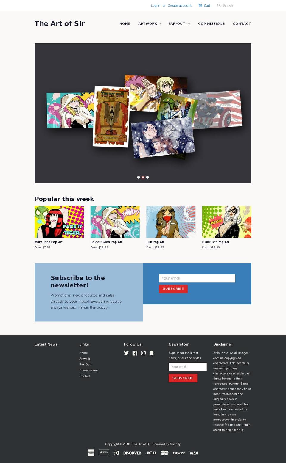 theartofsir.com — Shopify storefront screenshot