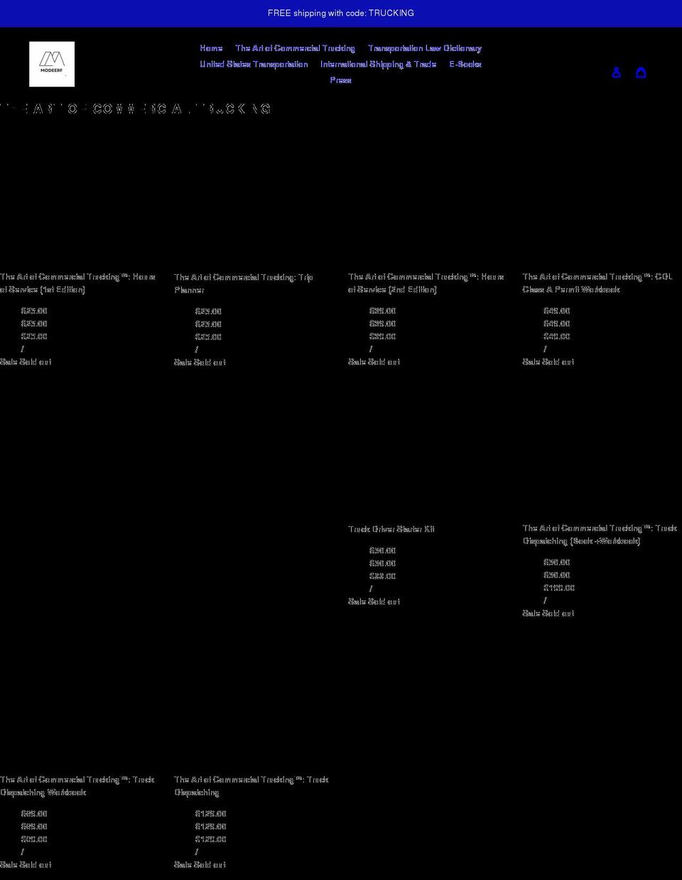 theartoftrucking.com shopify website screenshot