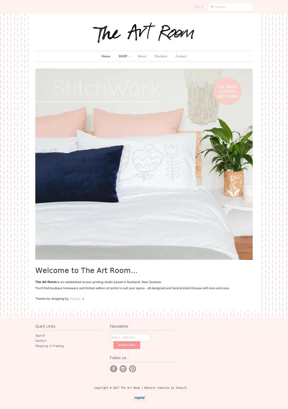 theartroom.co.nz shopify website screenshot