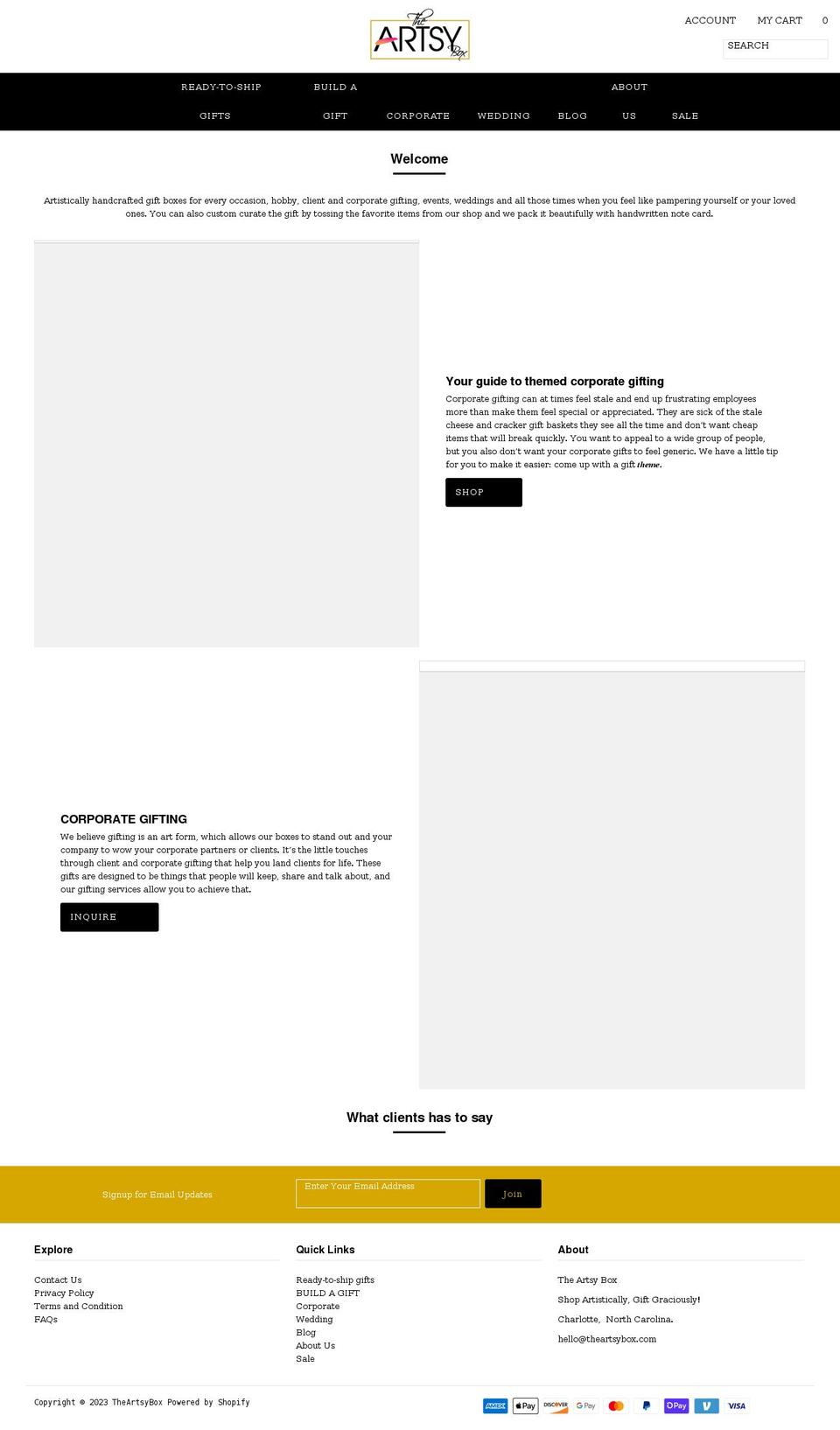 theartsybox.com shopify website screenshot