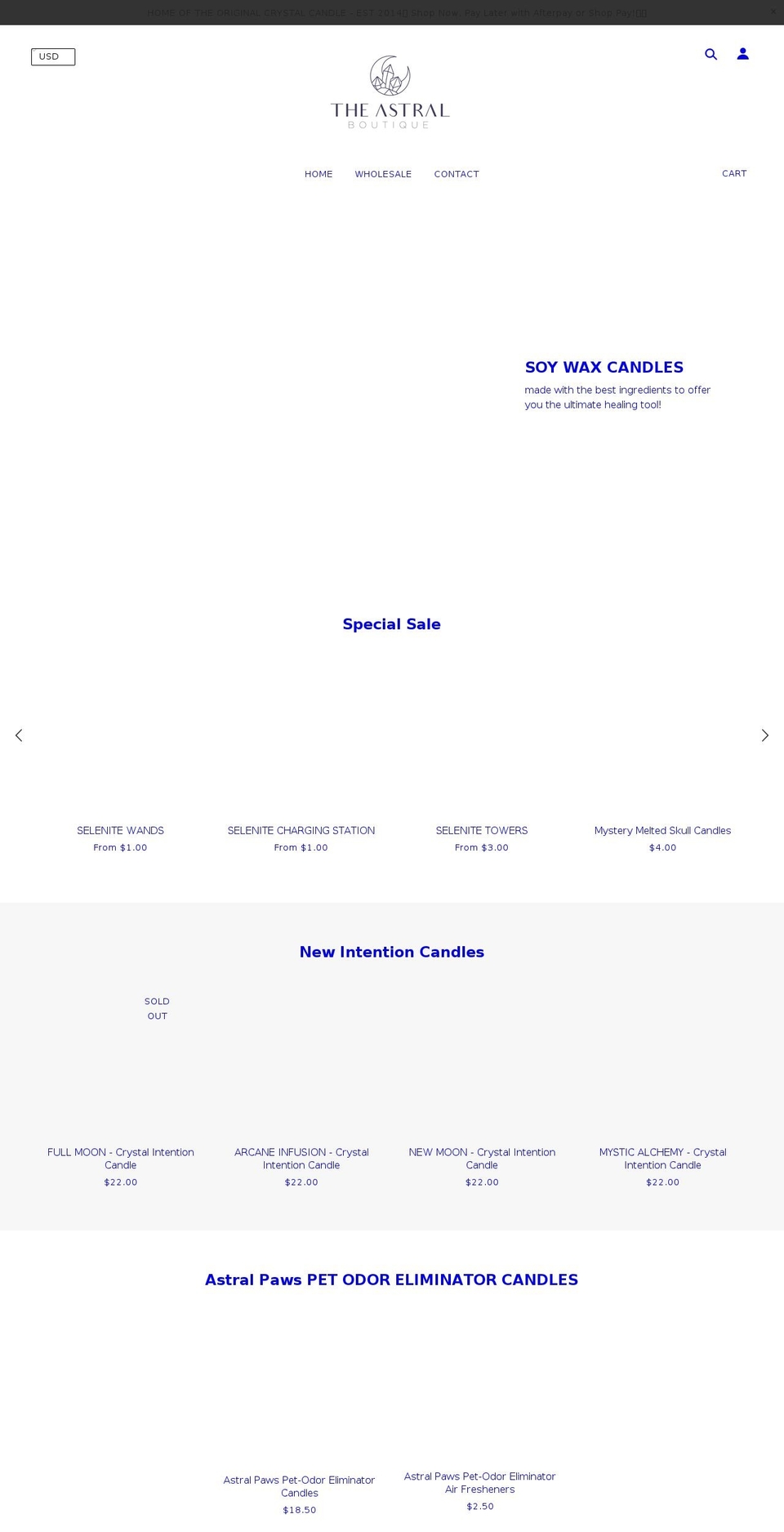theastralboutique.com — Shopify storefront screenshot