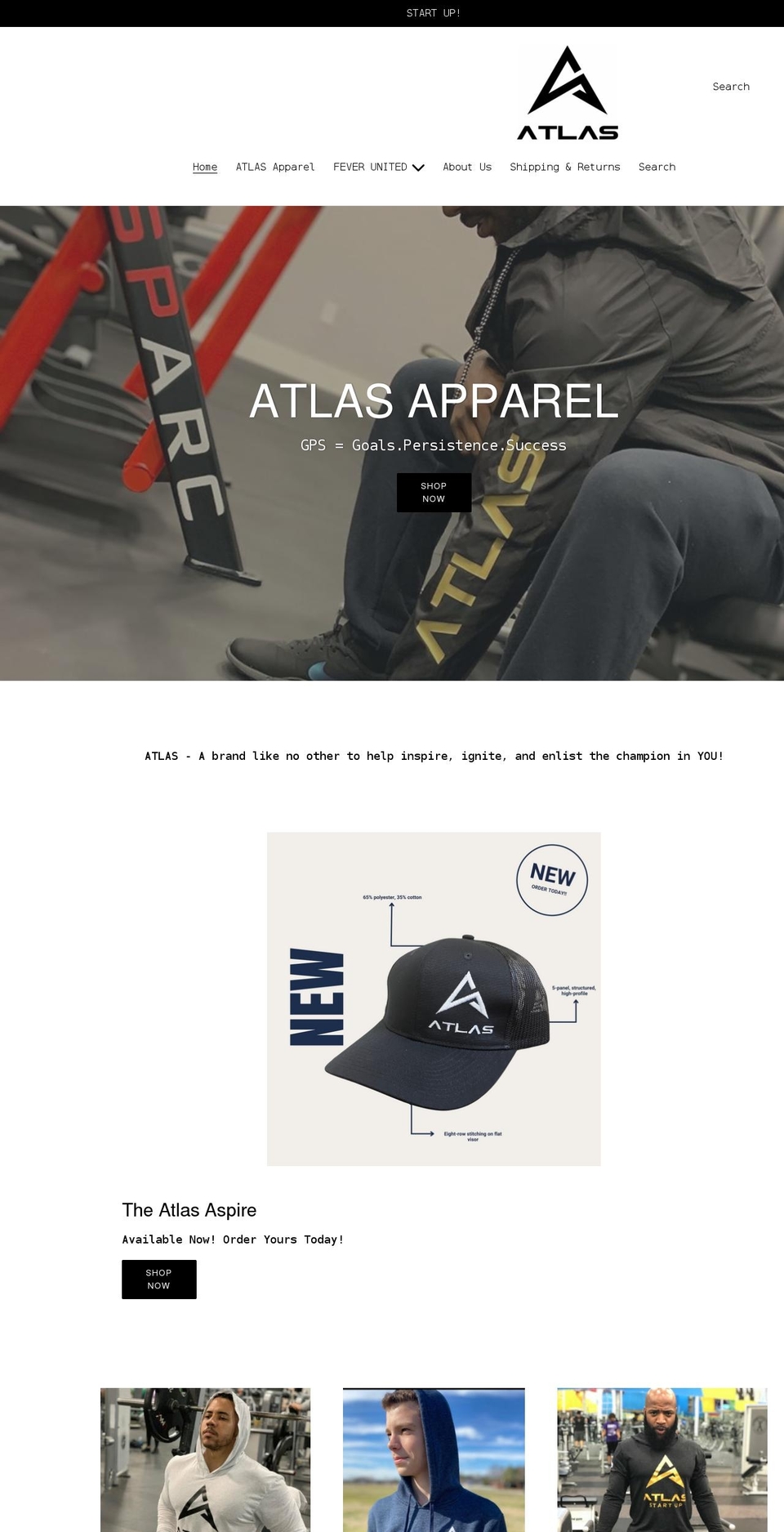 theatlasapparel.com shopify website screenshot