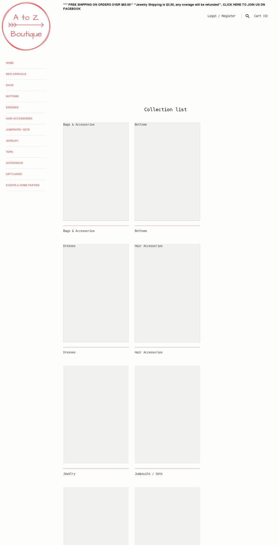 theatozboutique.com shopify website screenshot