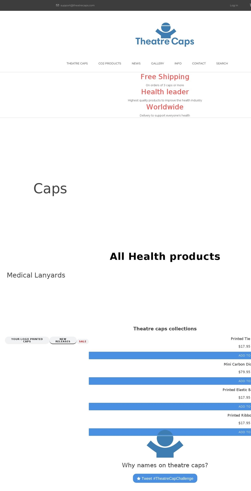 theatrecaps.com shopify website screenshot