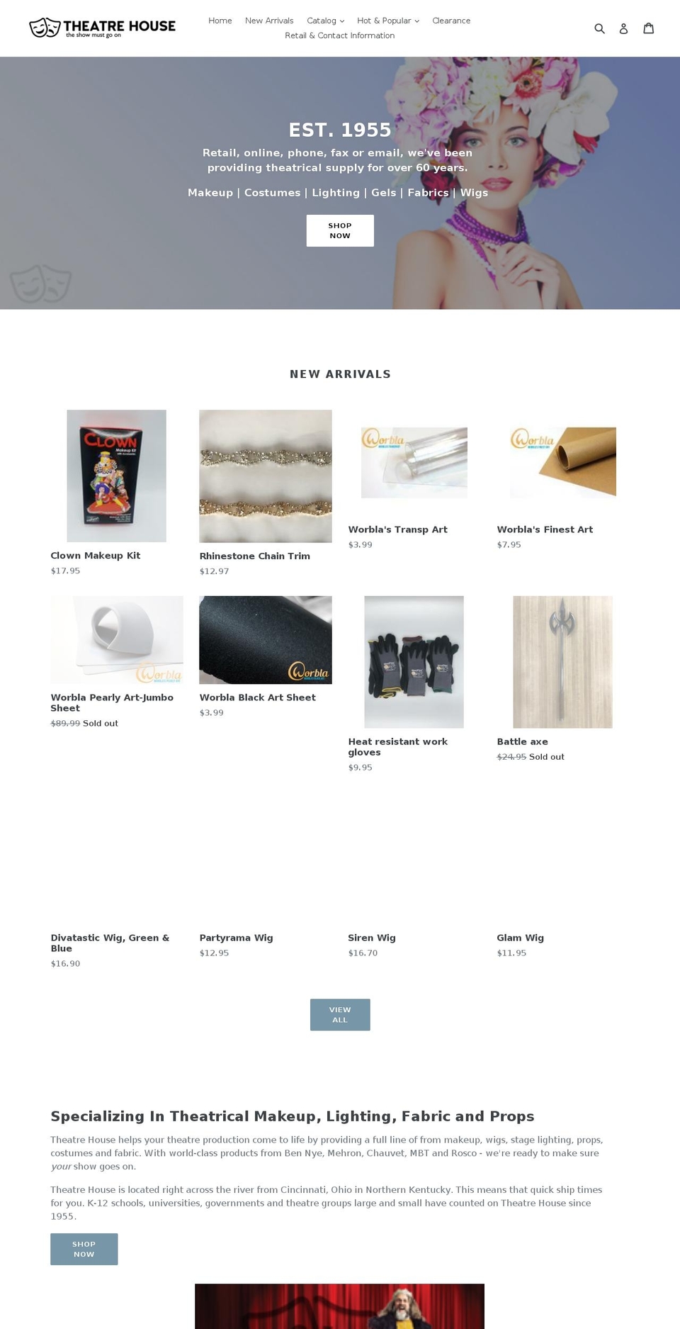 theatrehouse.com shopify website screenshot