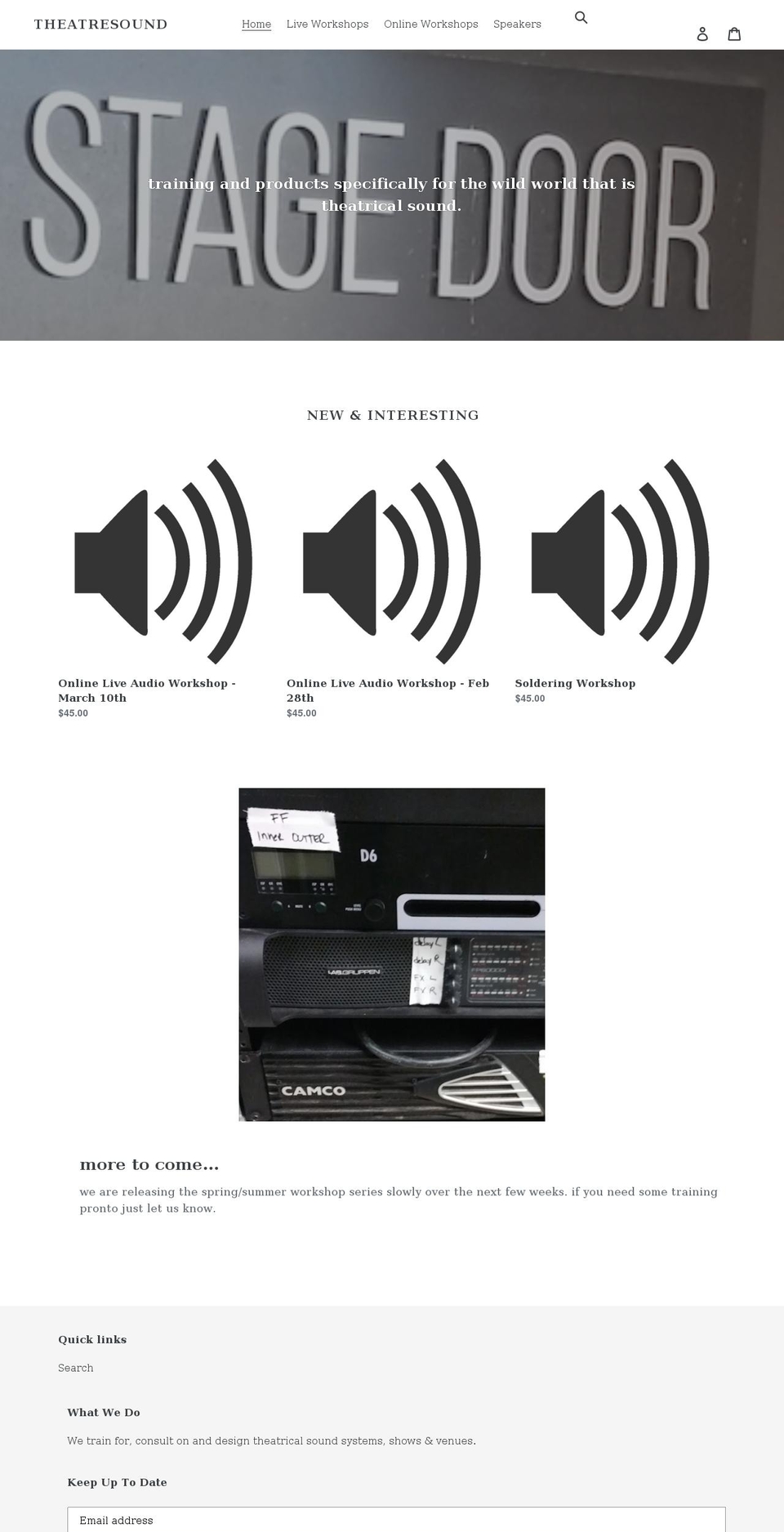 theatresound.org shopify website screenshot