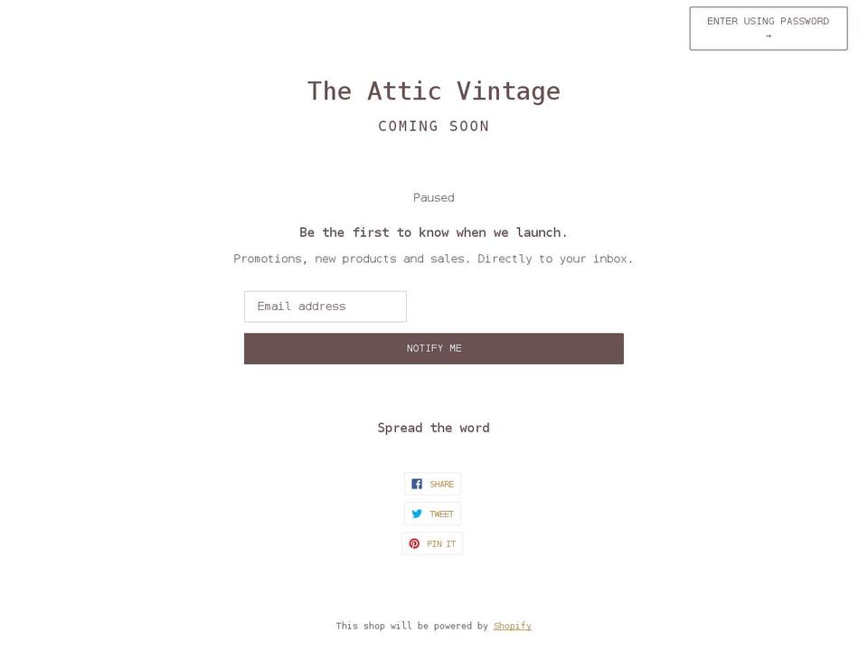 theatticvintage.com shopify website screenshot
