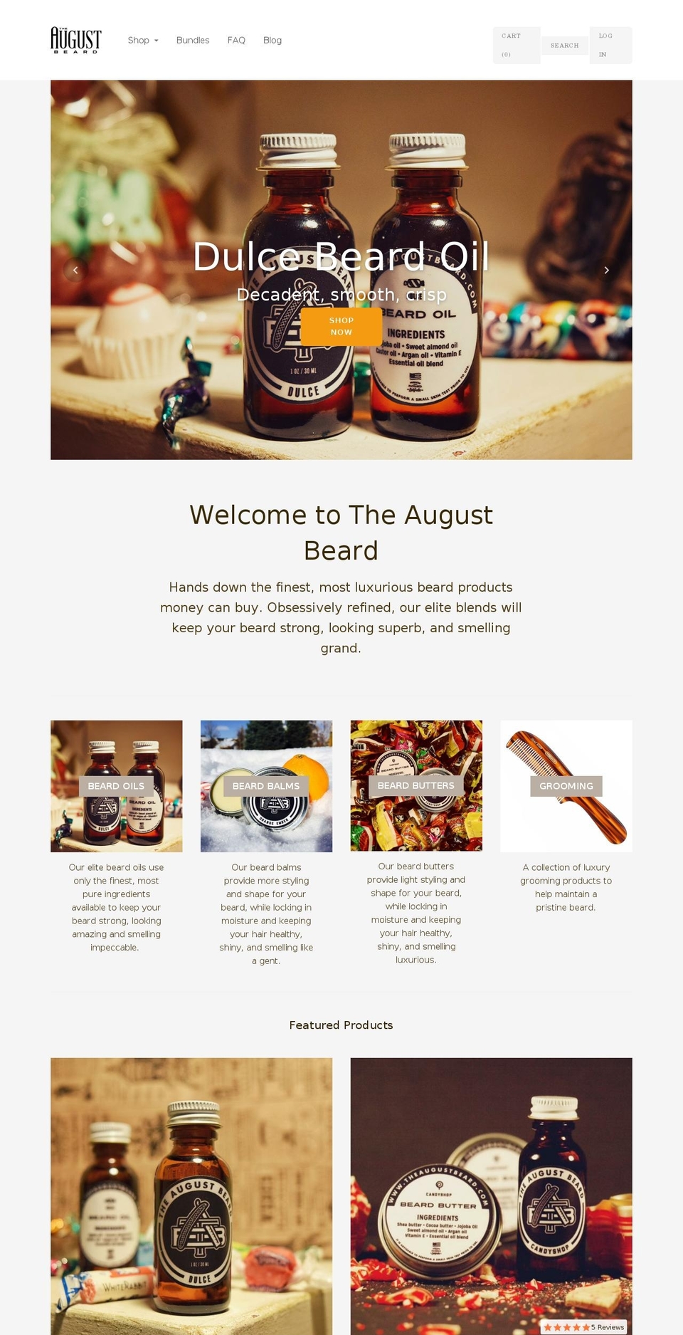 Cypress Shopify theme site example theaugustbeard.com