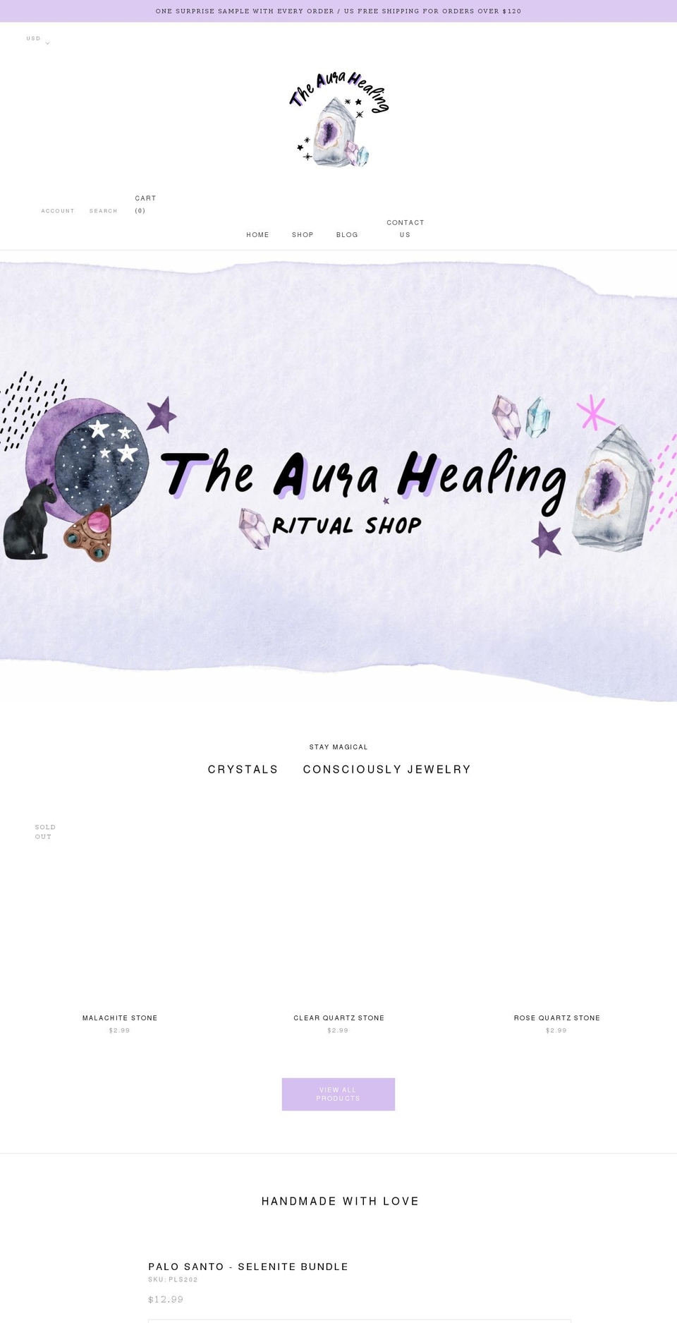 theaurahealing.com shopify website screenshot