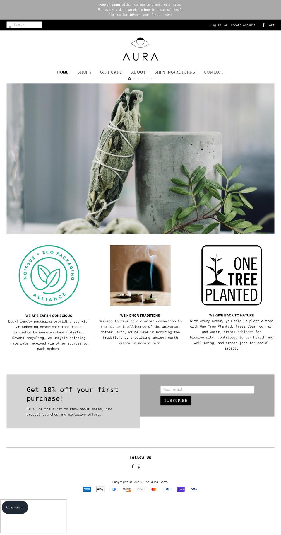 theauraspot.com shopify website screenshot