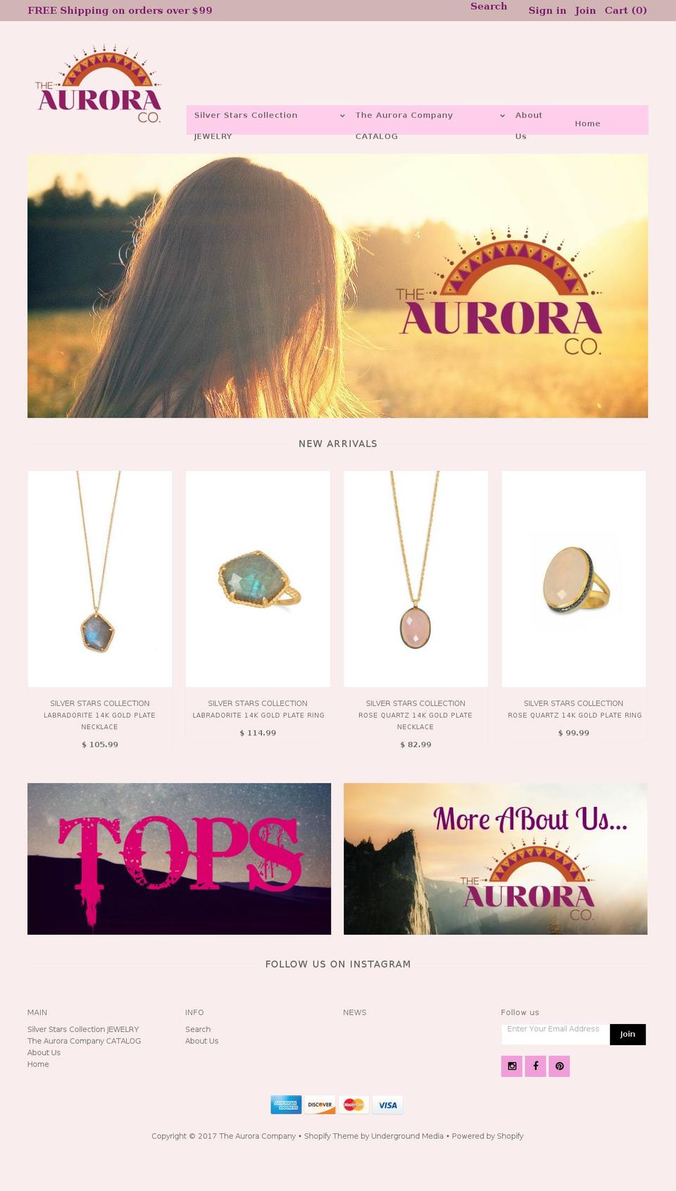 theauroraco.com shopify website screenshot