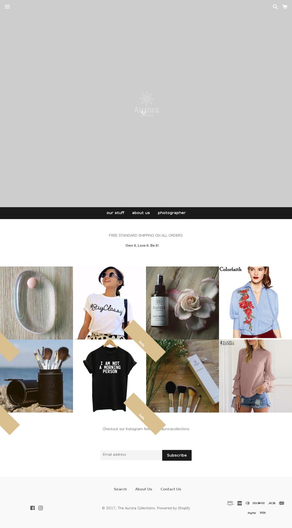 theauroracollections.com shopify website screenshot