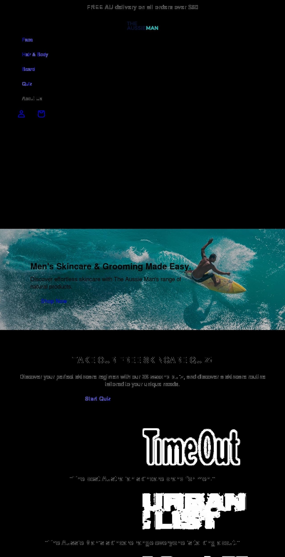 theaussieman.com shopify website screenshot