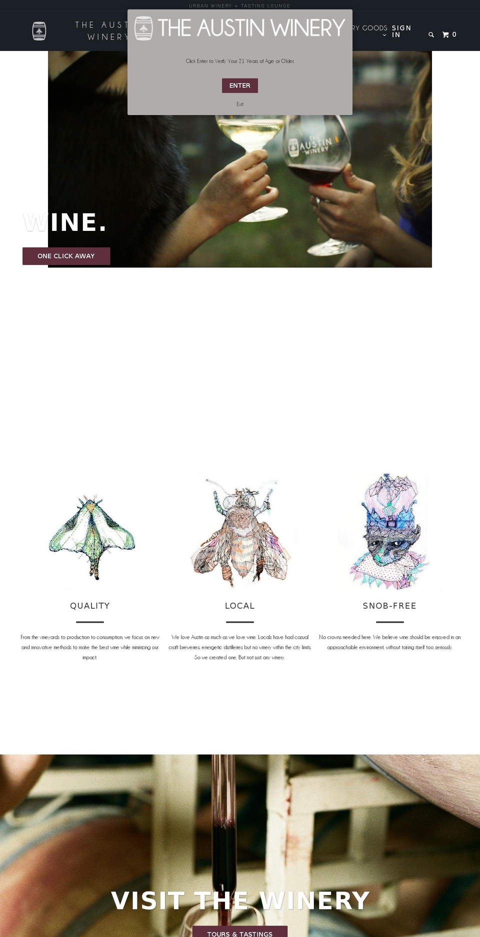 theaustinurbanwinery.com shopify website screenshot