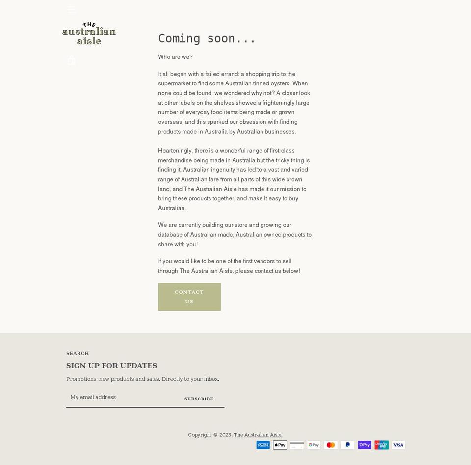 theaustralianaisle.com shopify website screenshot