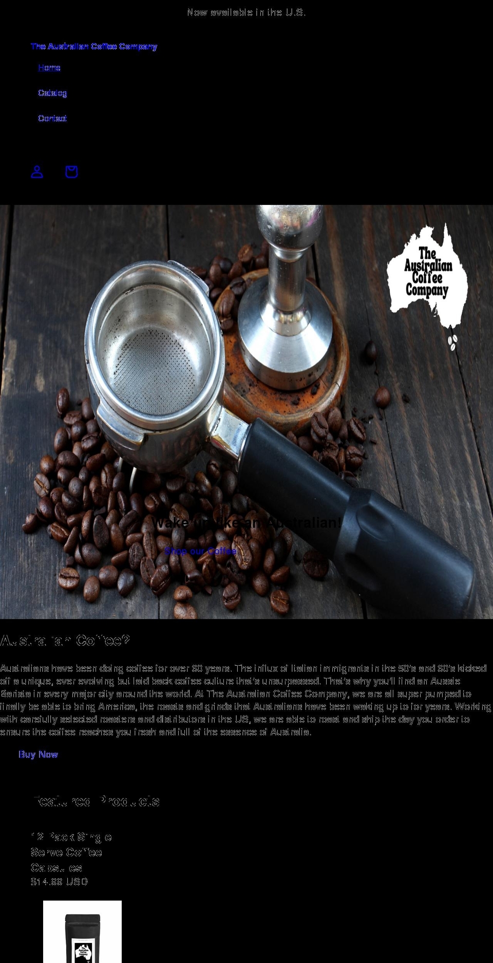 theaustraliancoffeecompany.com shopify website screenshot
