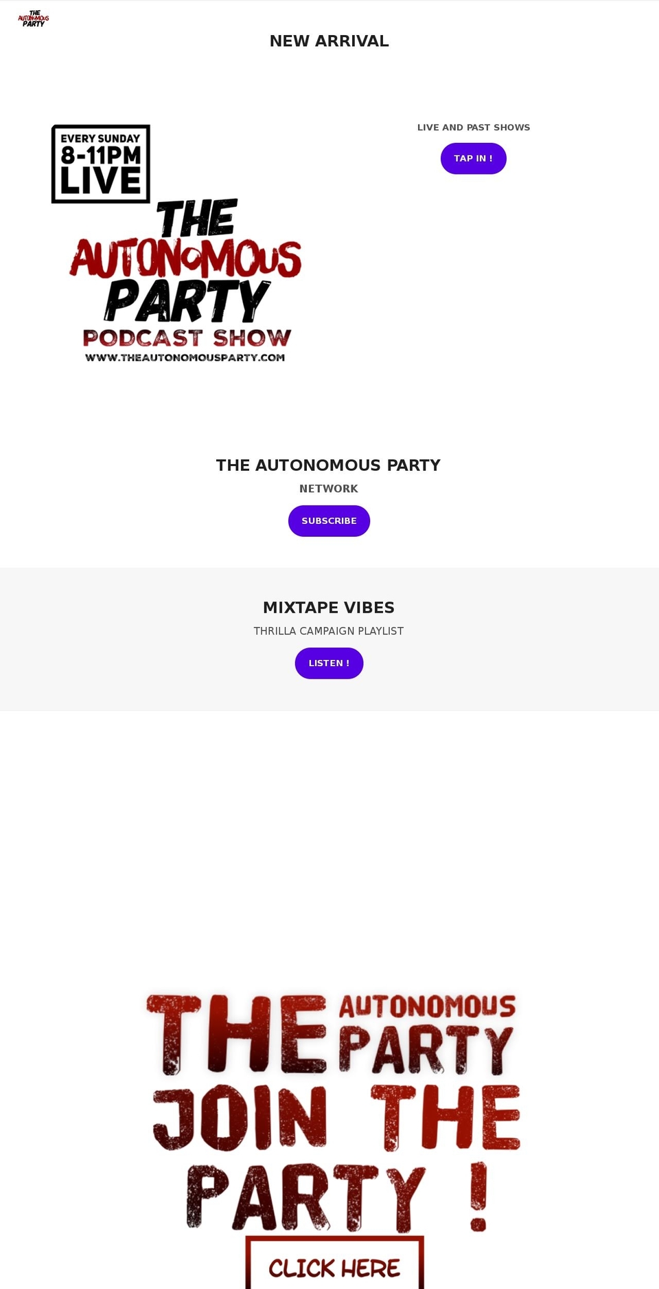 theautonomousparty.com shopify website screenshot