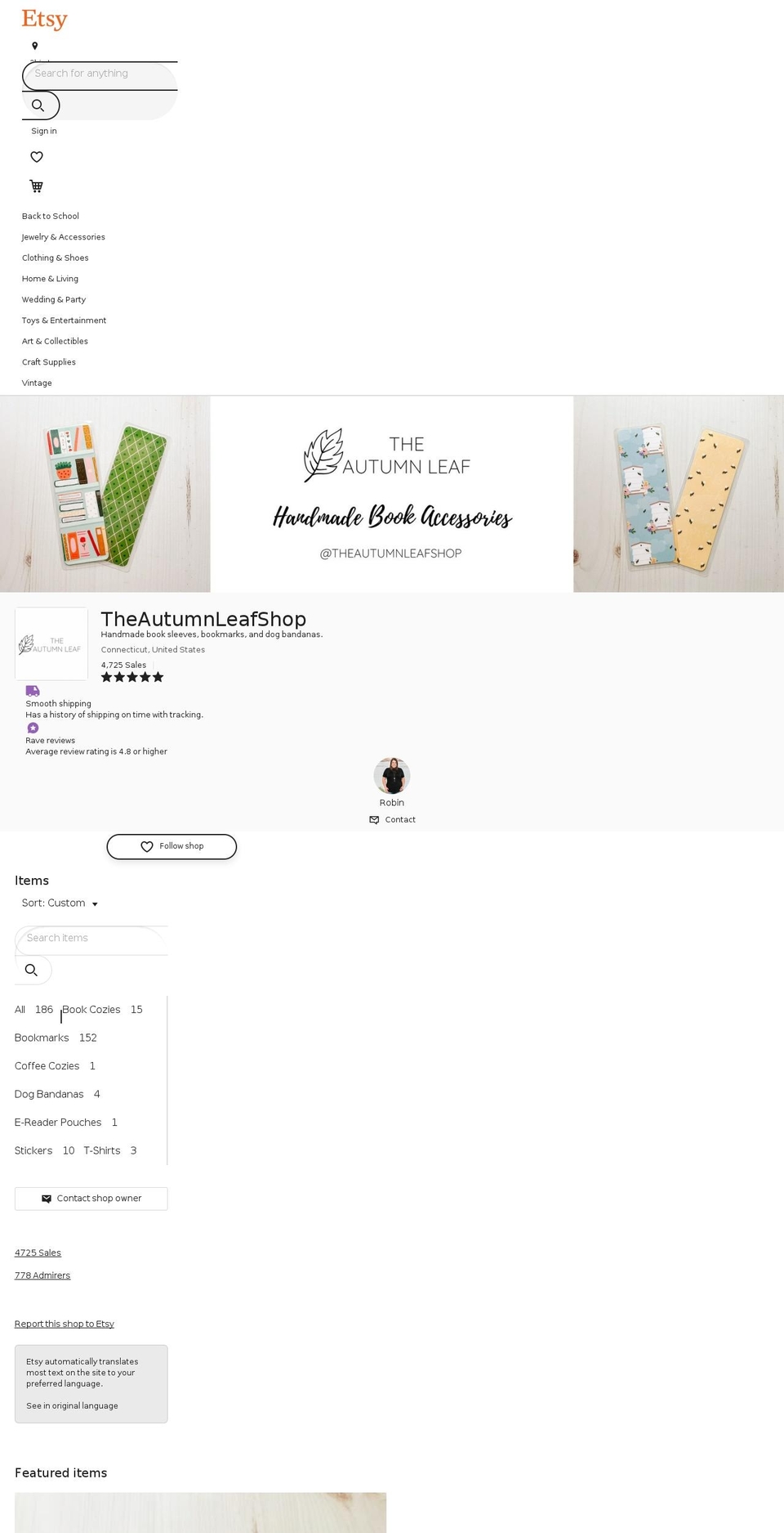 theautumnleafshop.com shopify website screenshot