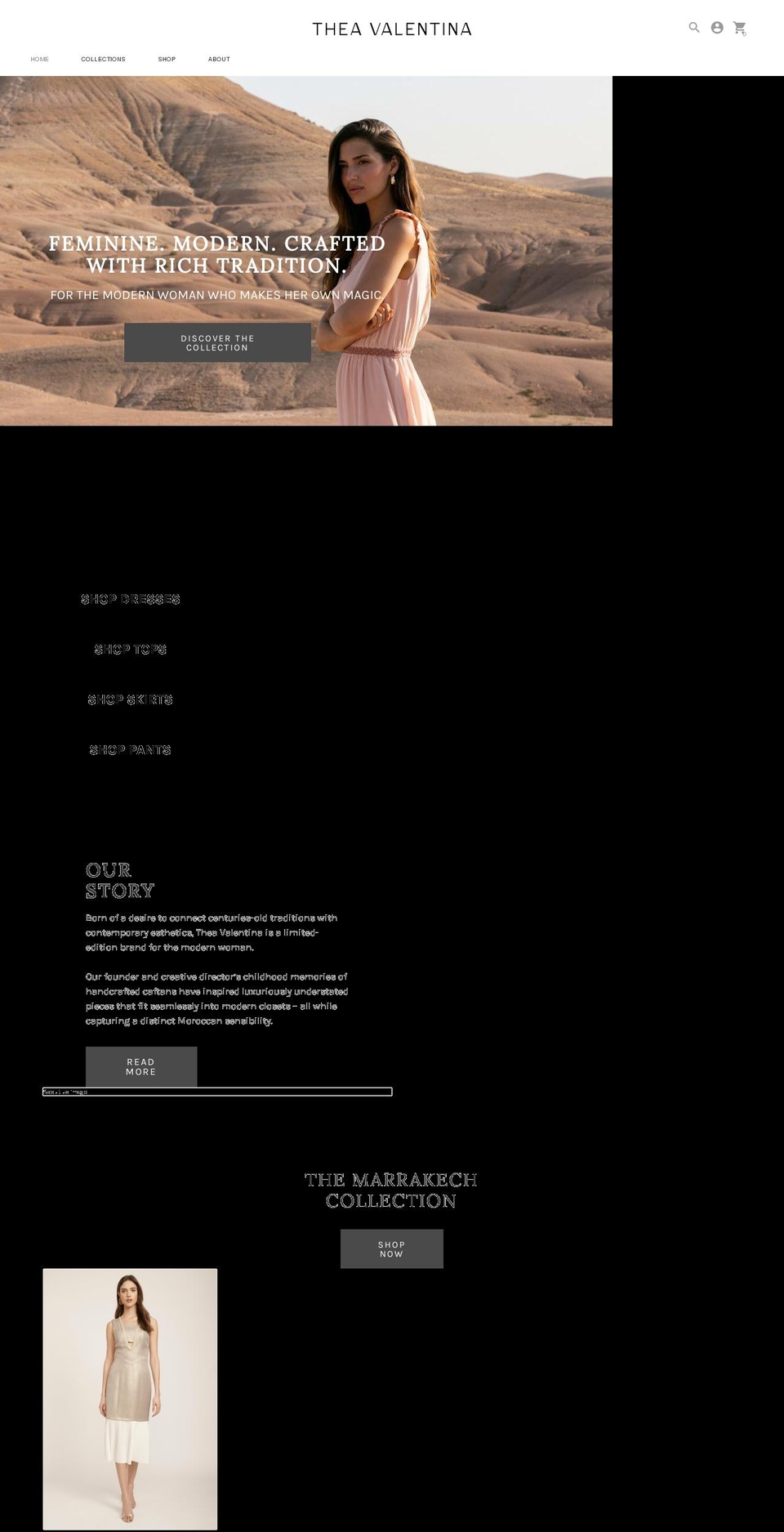 theavalentina.com shopify website screenshot