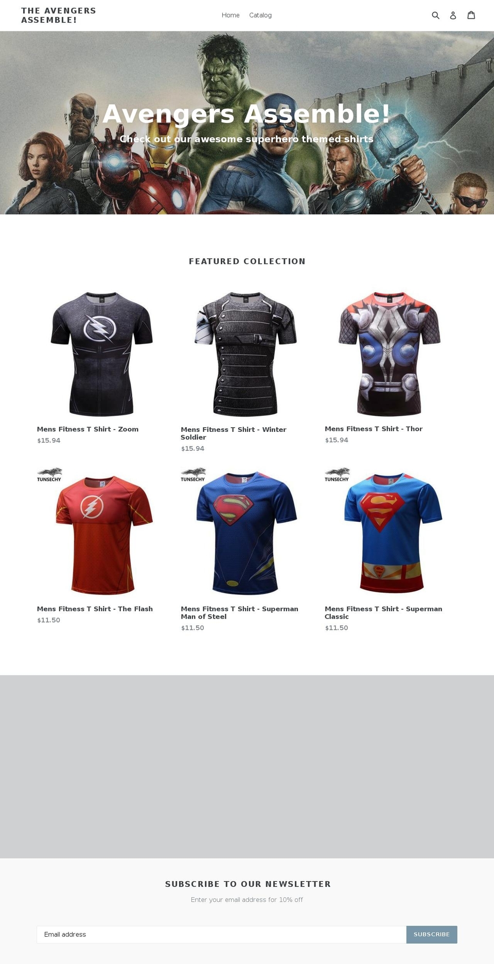 theavengersassemble.com shopify website screenshot