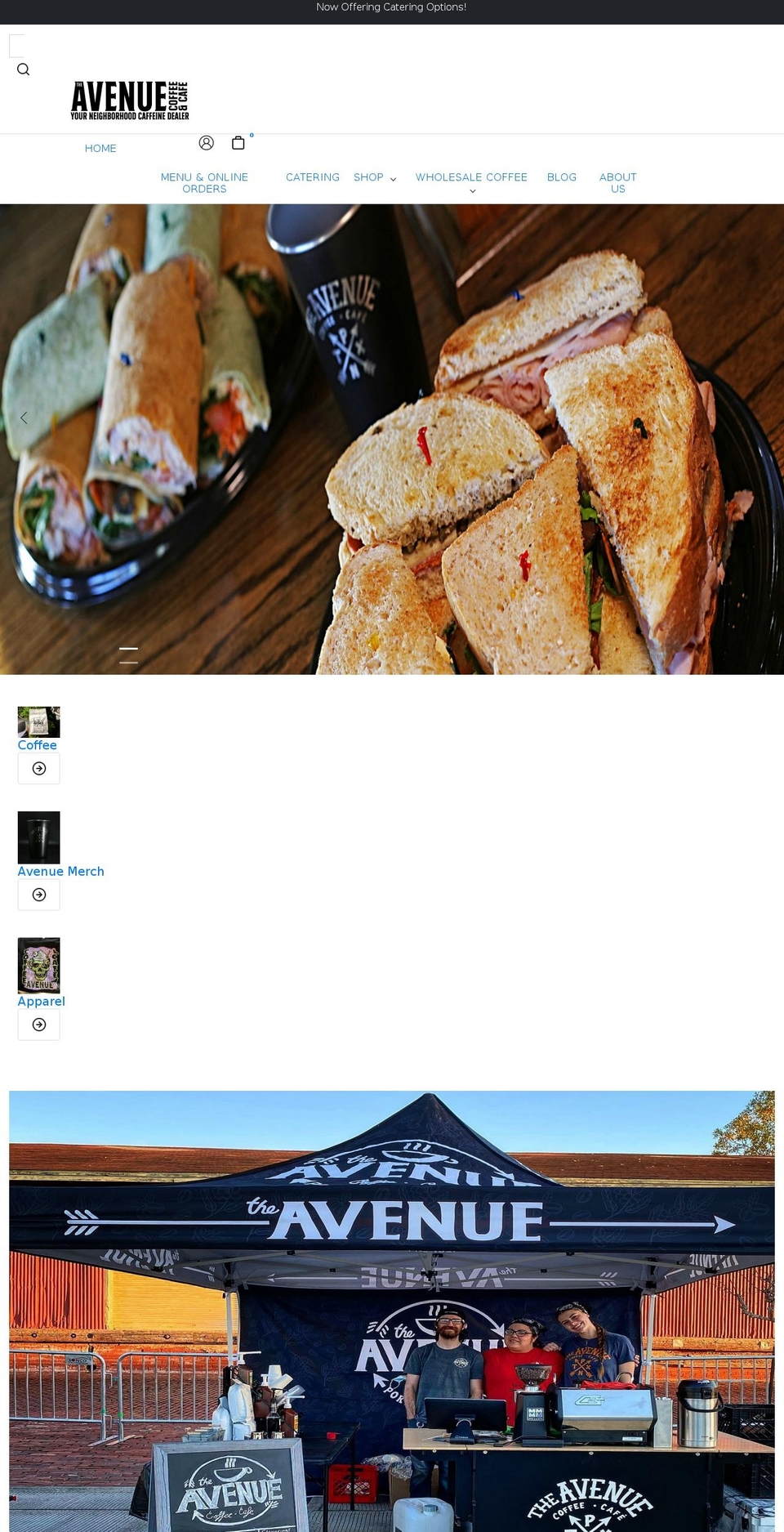 theavenuecoffeecafe.com shopify website screenshot