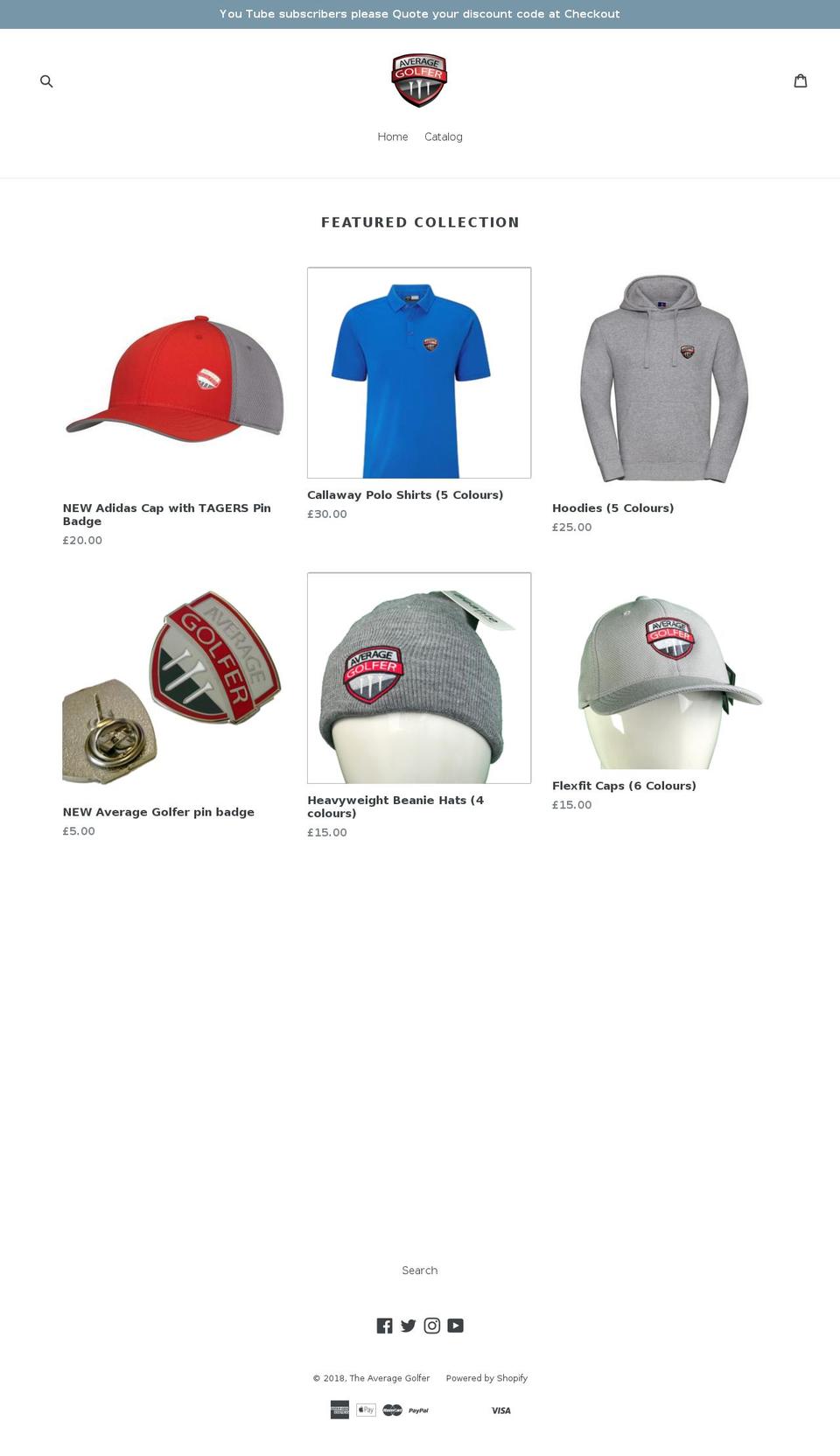 theaveragegolfer.com shopify website screenshot