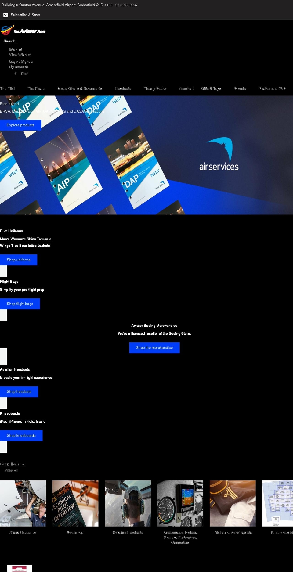 theaviatorstore.com.au shopify website screenshot