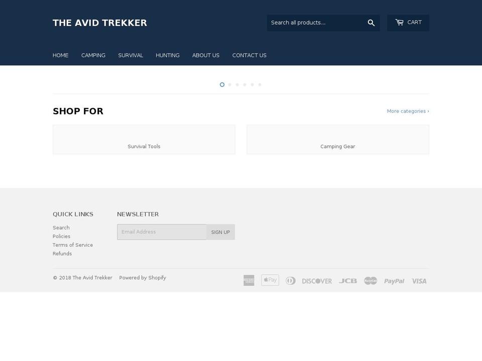 theavidtrekker.com — Shopify storefront screenshot