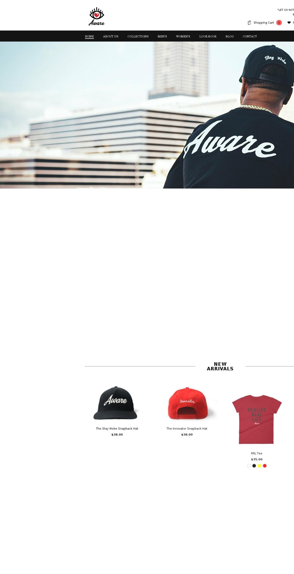 theawarebrand.com shopify website screenshot