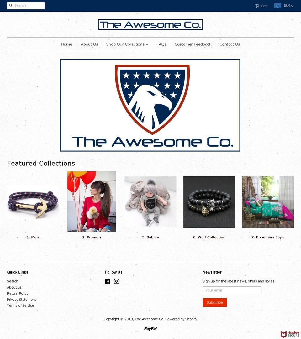 theawesomeco.com — Shopify storefront screenshot