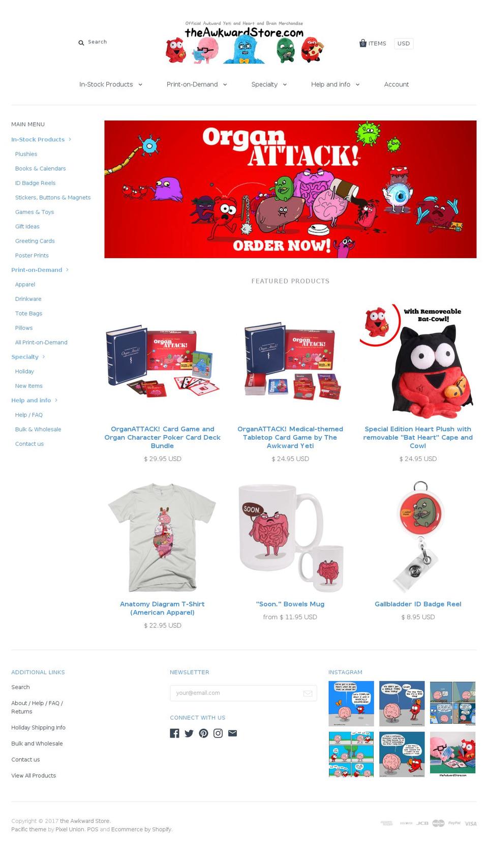 Vantage Shopify theme site example theawkwardstore.com