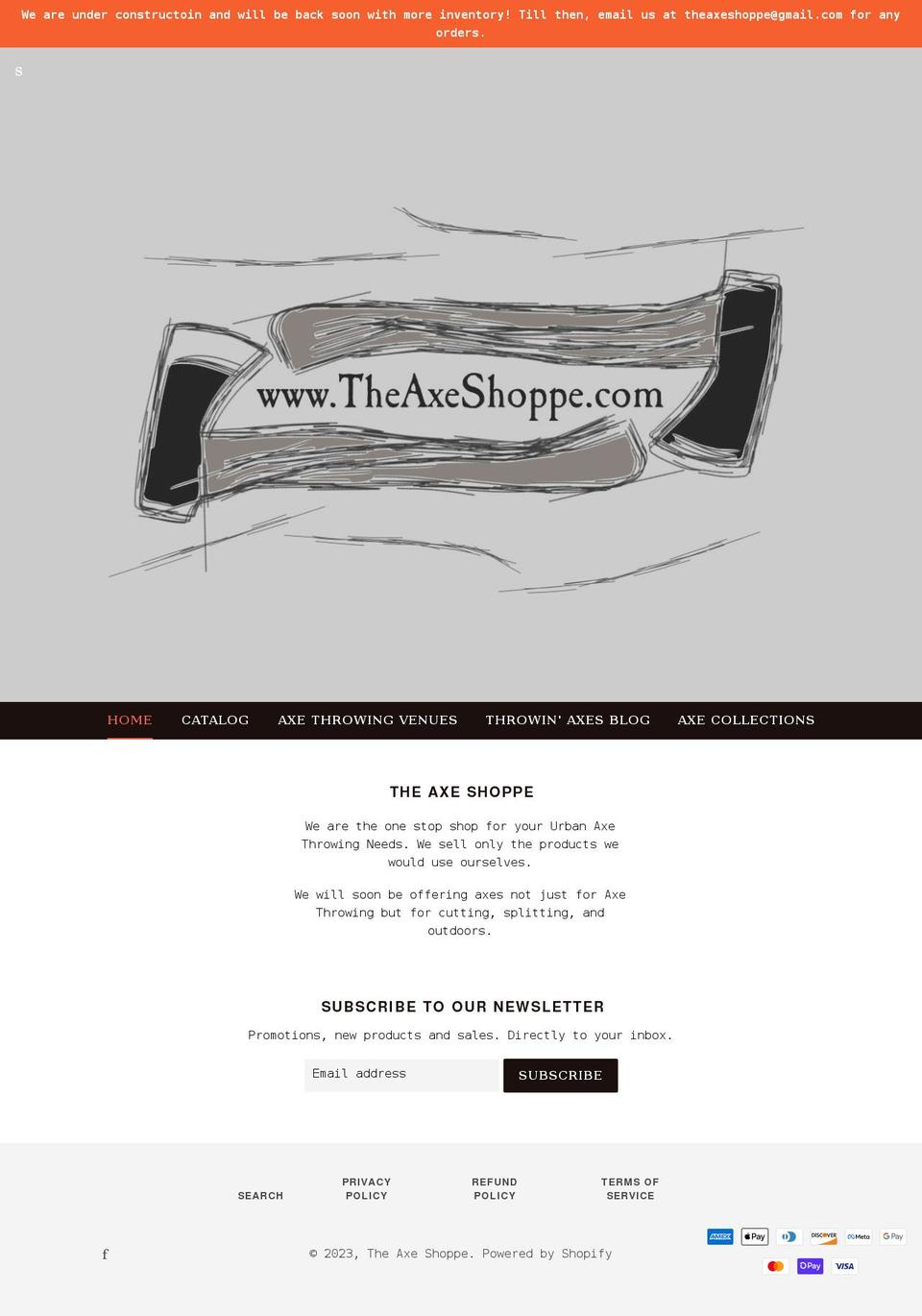 theaxeshoppe.com shopify website screenshot