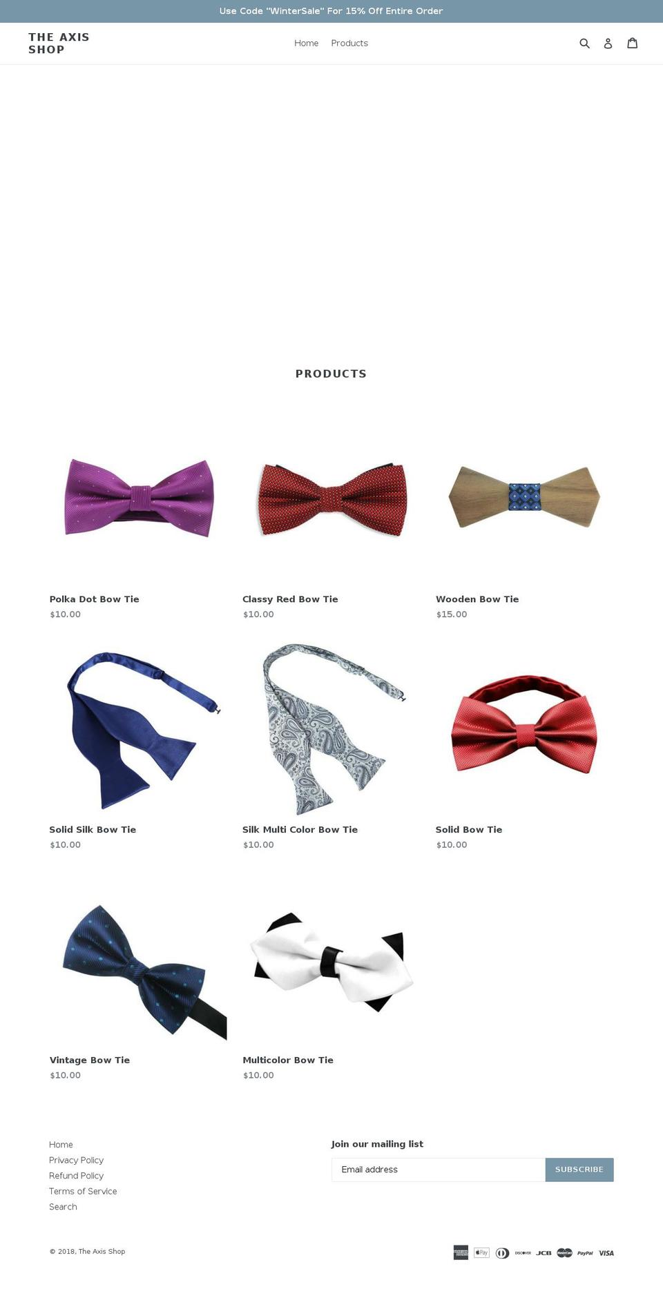 theaxisshop.com — Shopify storefront screenshot