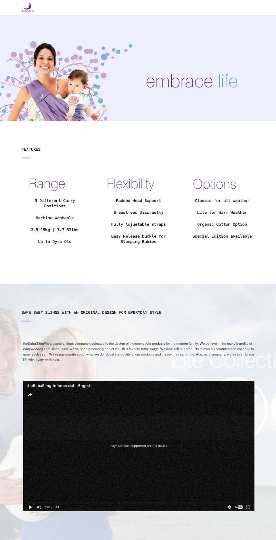 thebabasling.com shopify website screenshot