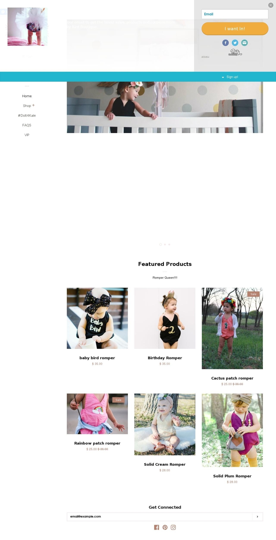 thebabybirdboutique.com shopify website screenshot
