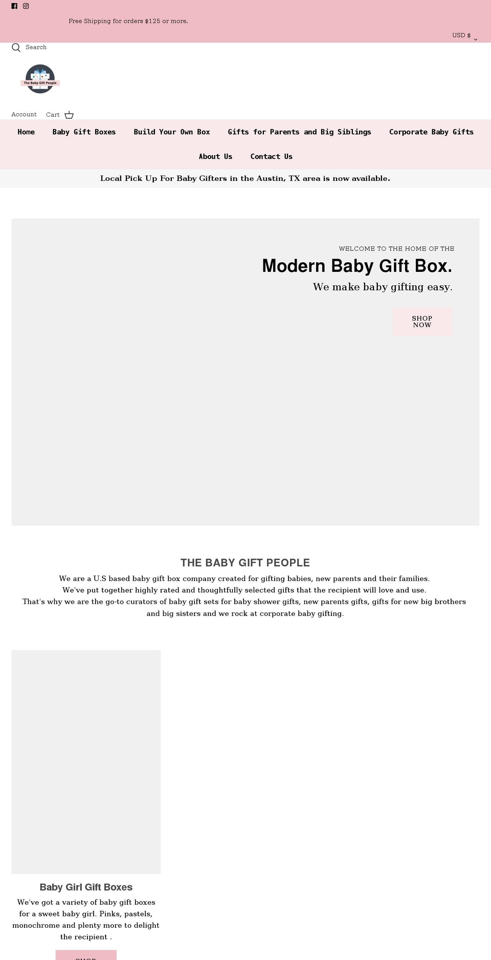 thebabygiftpeople.com shopify website screenshot
