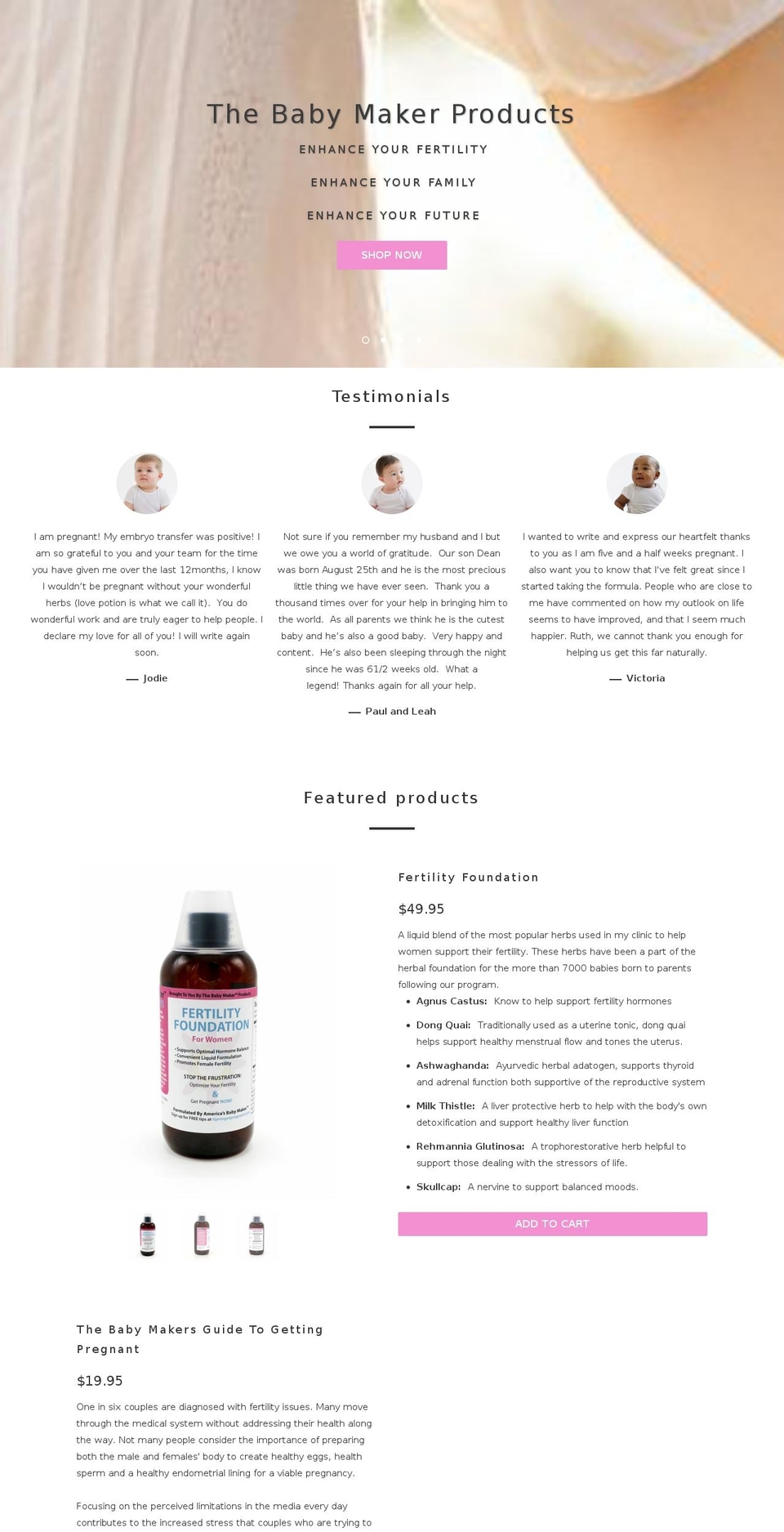 thebabymakerproducts.com shopify website screenshot
