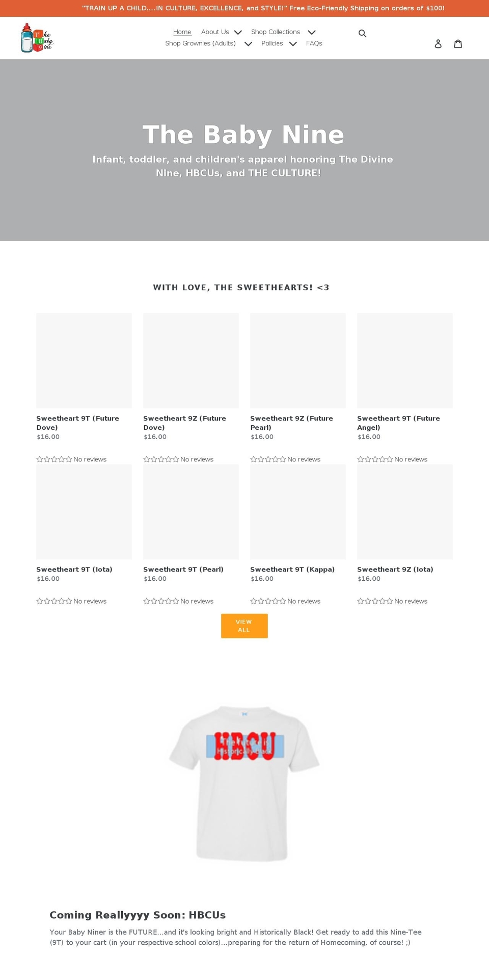 thebabynine.com shopify website screenshot