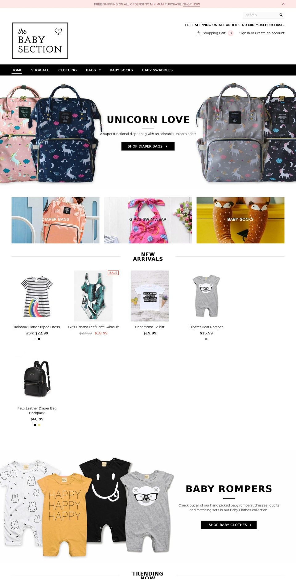 thebabysection.com — Shopify storefront screenshot