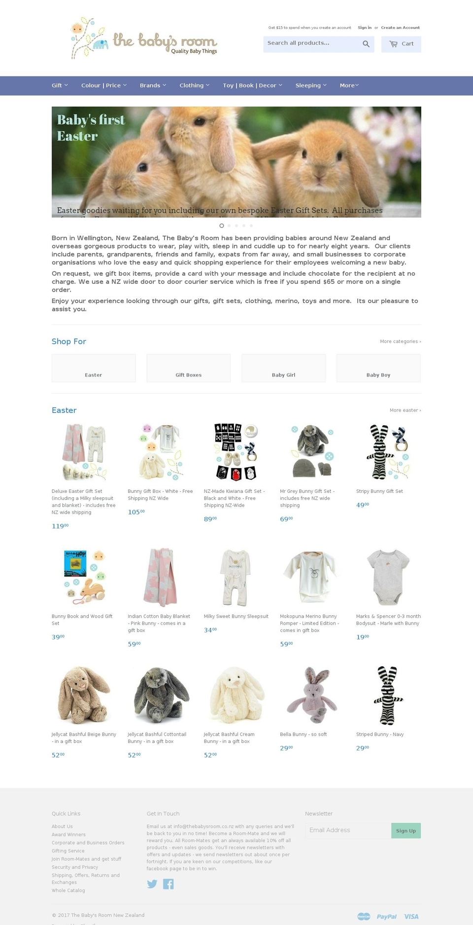 thebabysroom.co.nz shopify website screenshot