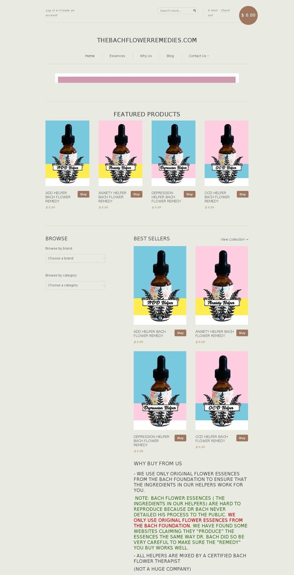 thebachflowerremedies.com — Shopify storefront screenshot