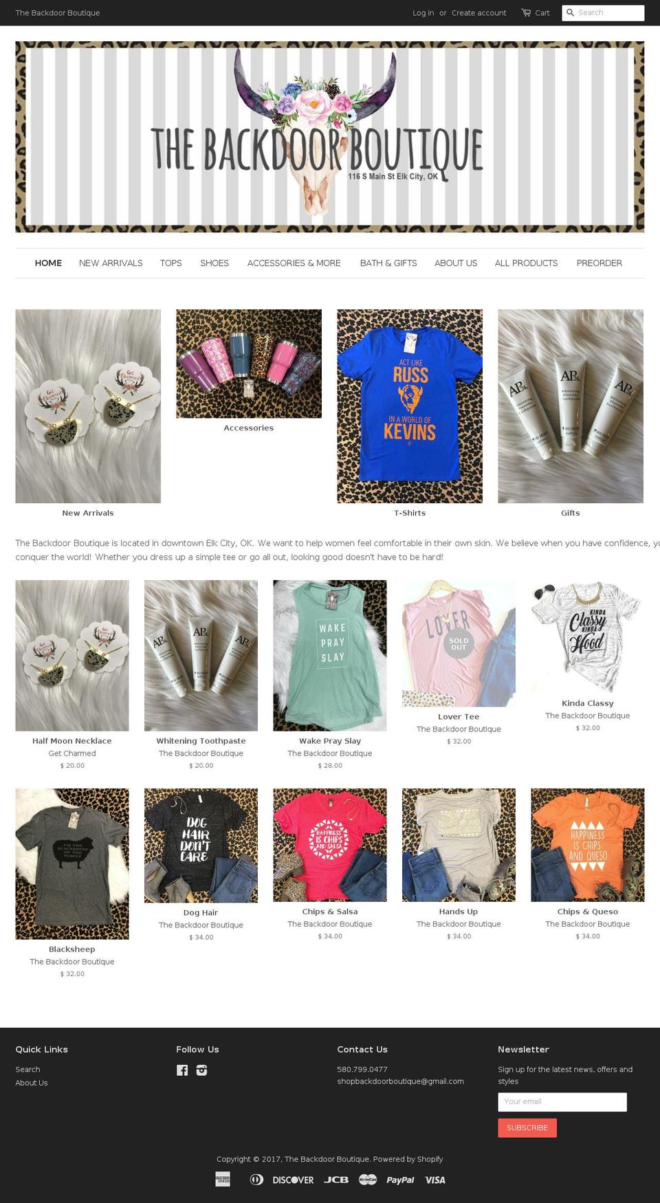 thebackdoorboutique.com shopify website screenshot