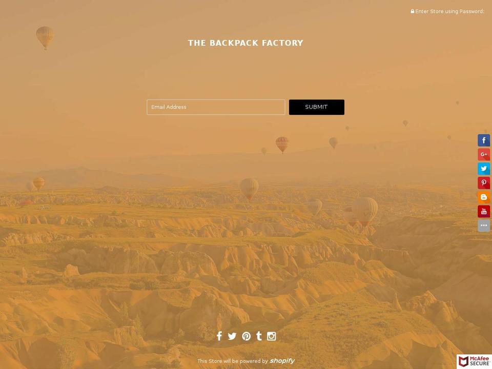 thebackpackfactory.com — Shopify storefront screenshot
