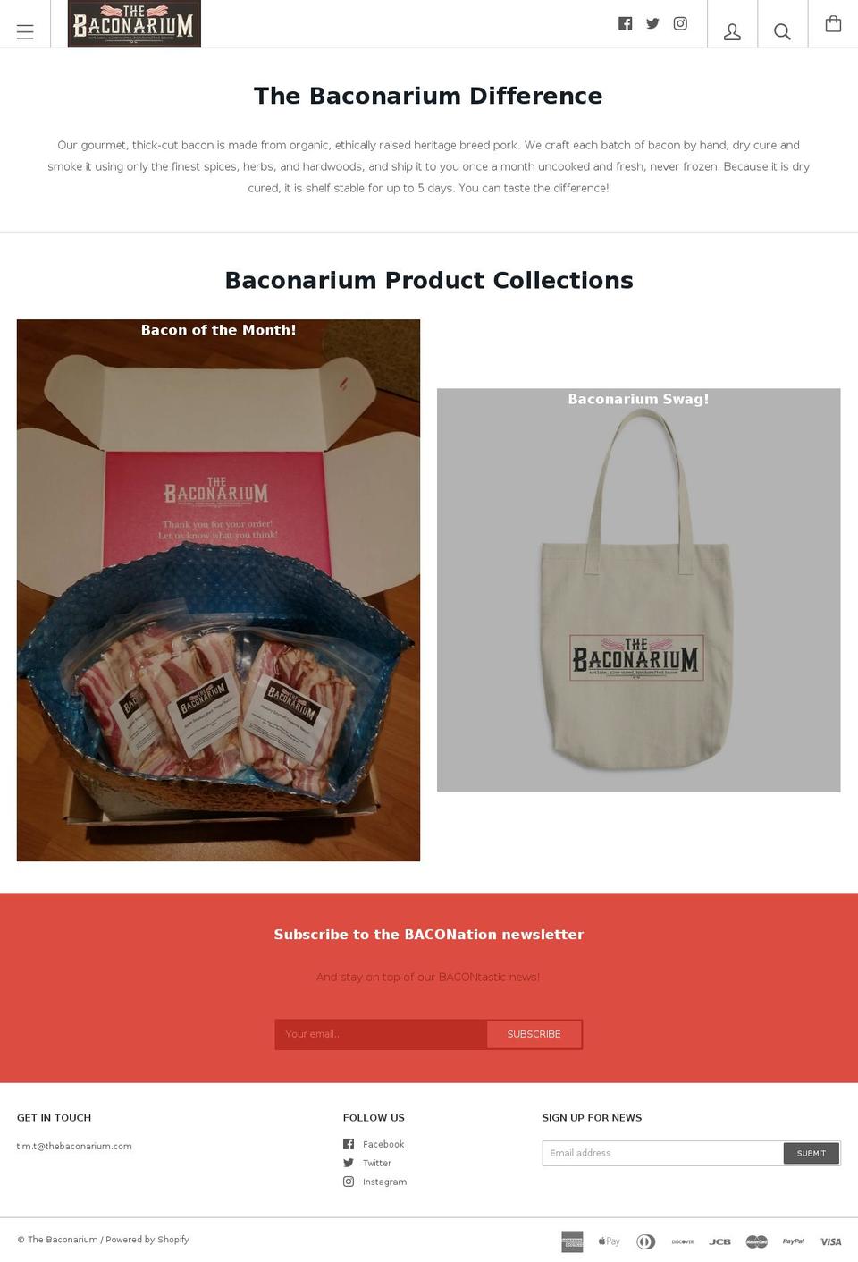 thebaconarium.com shopify website screenshot