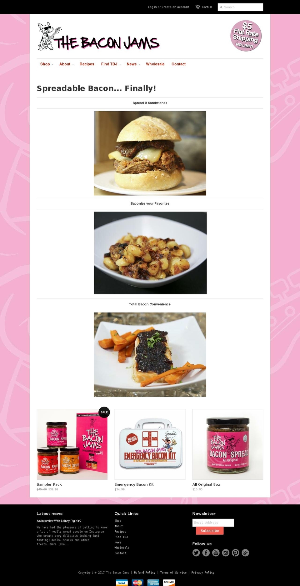 thebaconjams.com shopify website screenshot