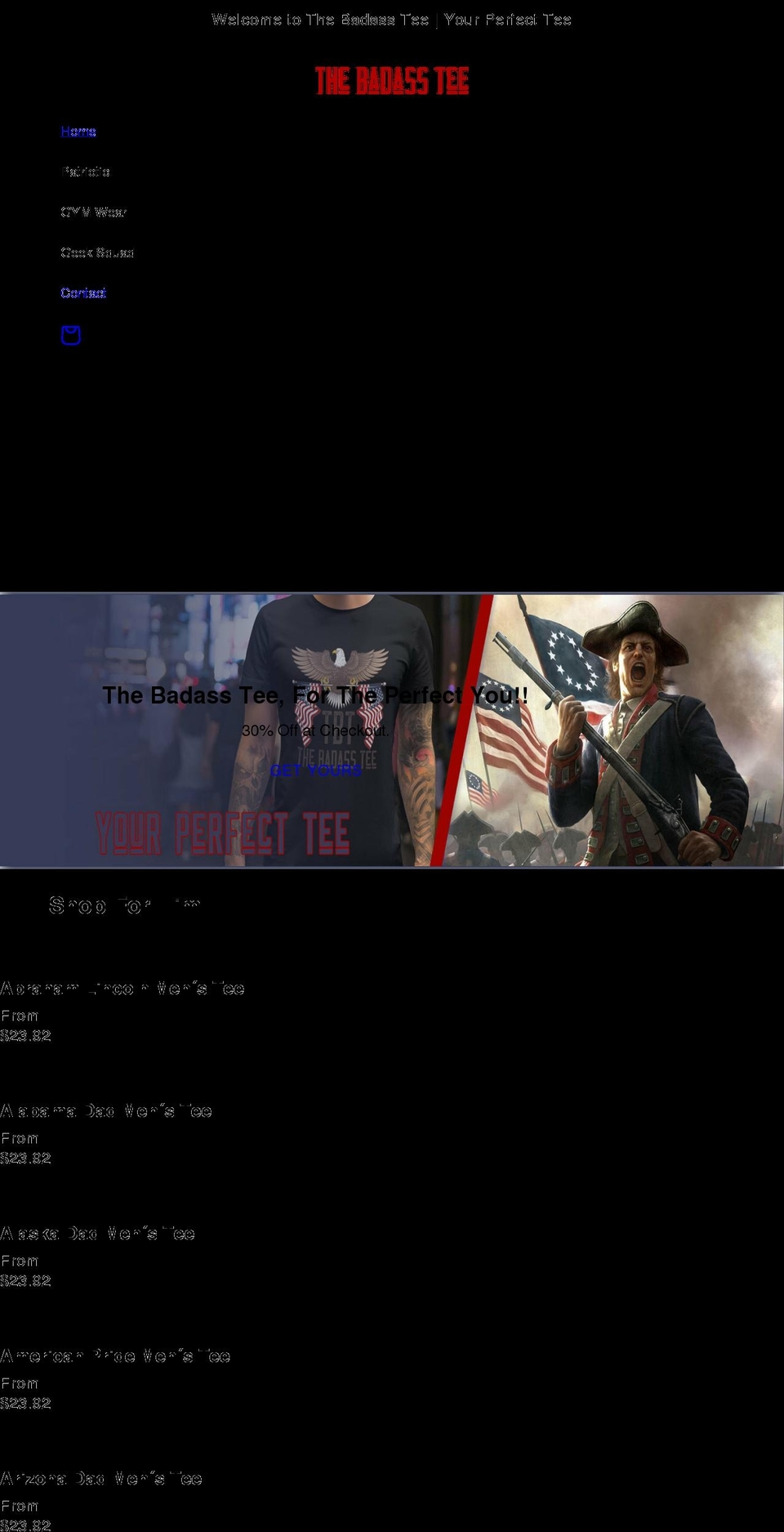 thebadasstee.com shopify website screenshot