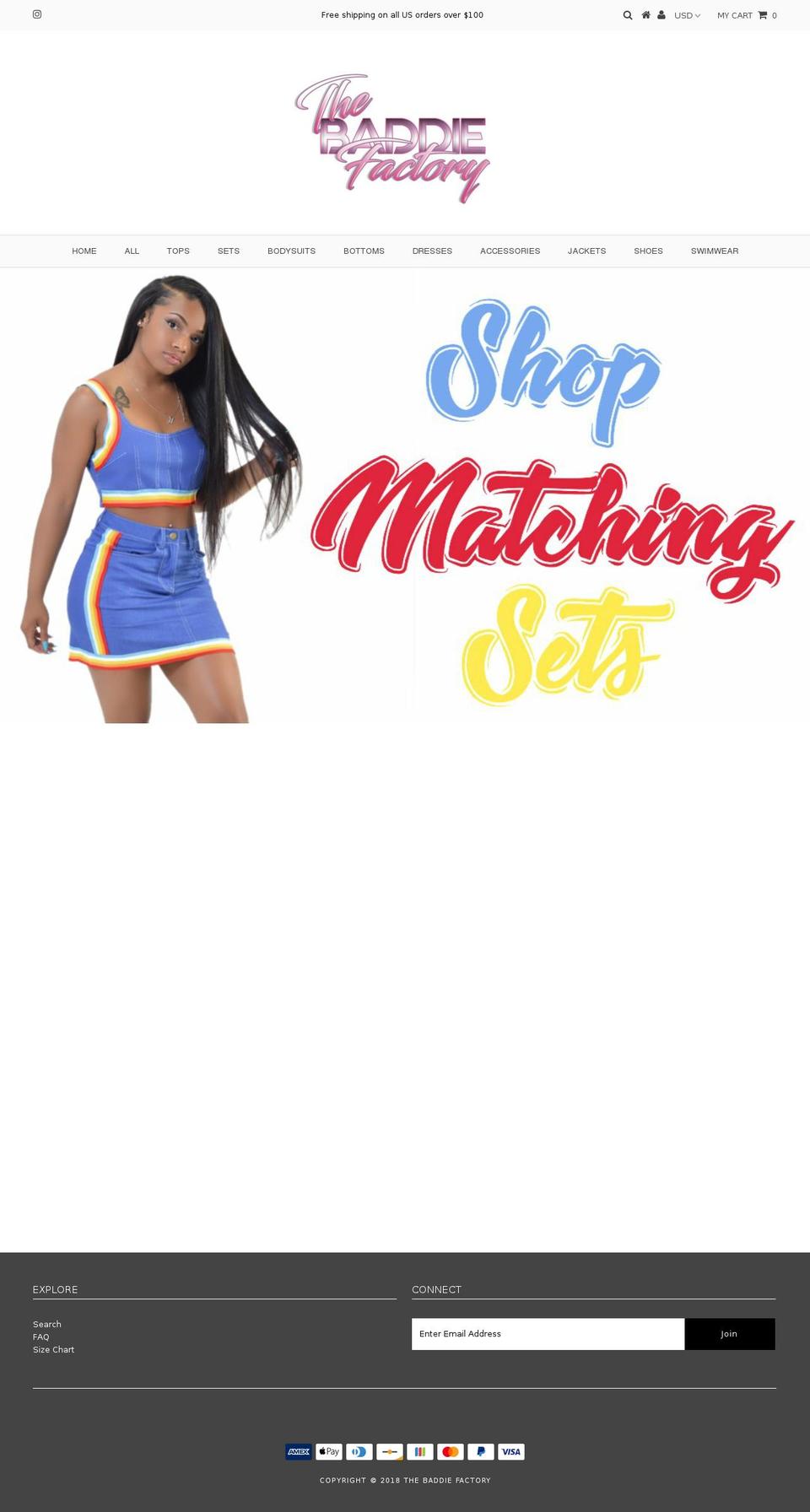 thebaddiefactory.com shopify website screenshot