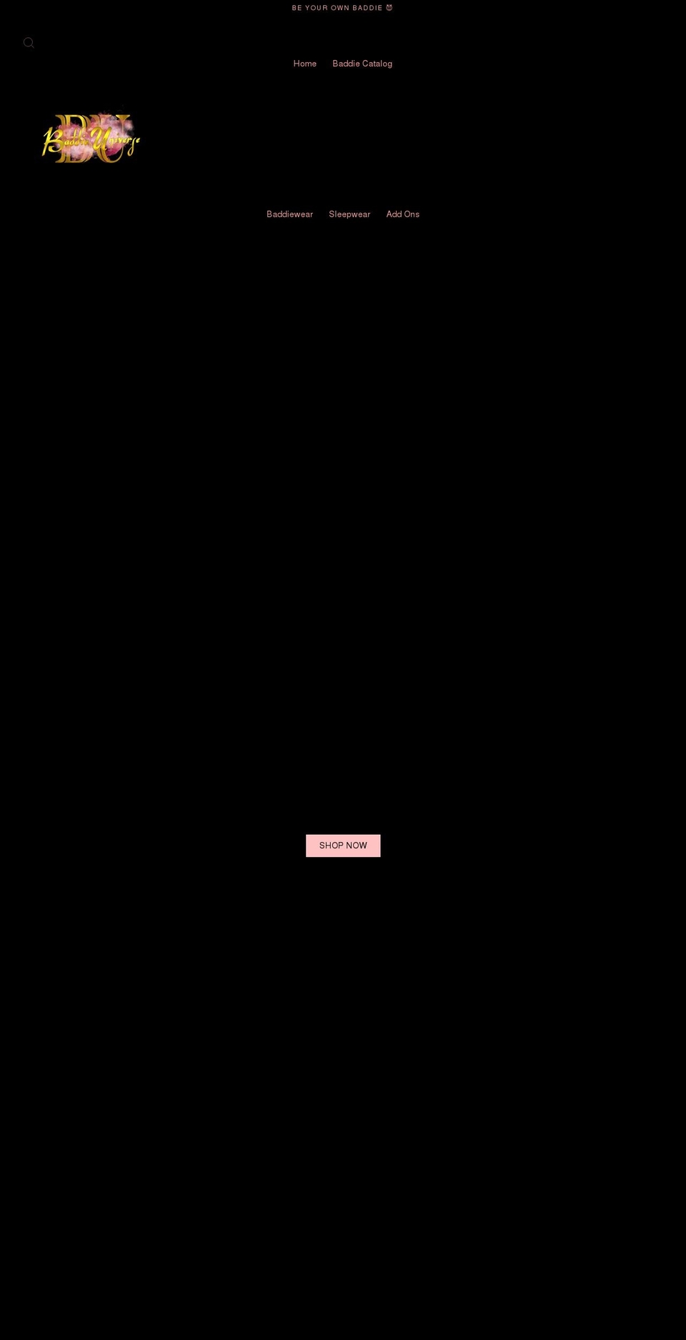 thebaddieuniverse.com shopify website screenshot