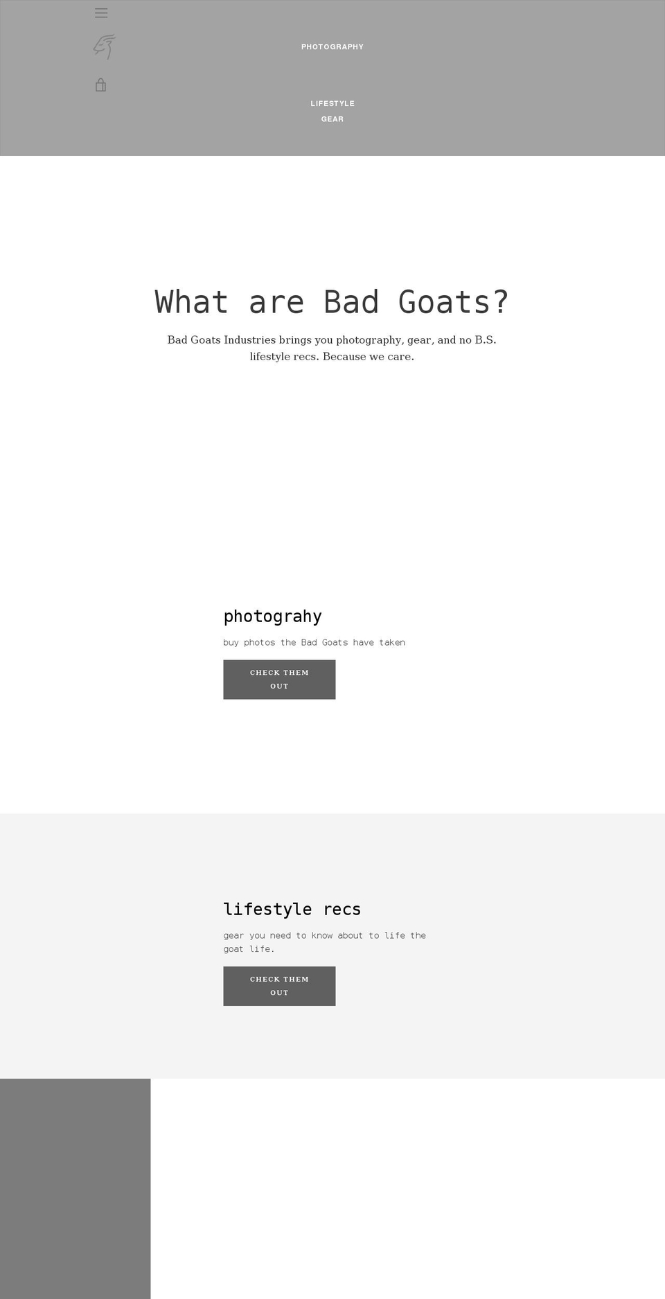 thebadgoats.com shopify website screenshot