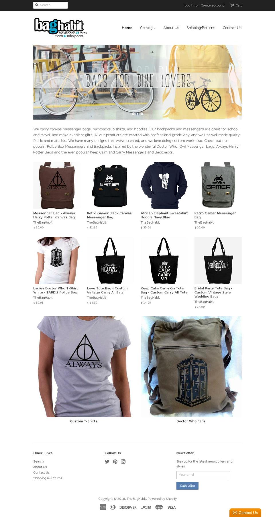 thebaghabit.com shopify website screenshot